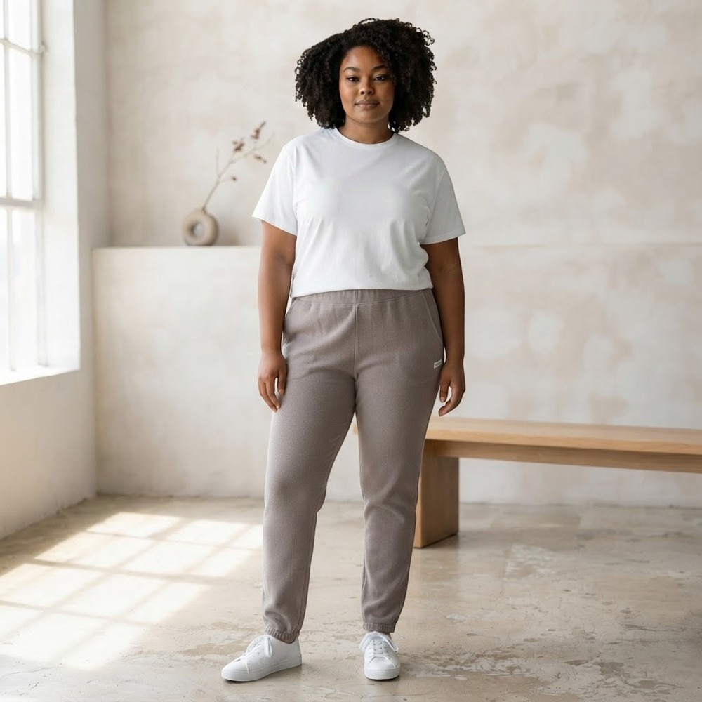 Offline by Aerie Real Me Joggers Taupe Brown Elastic Waist Sweatpants Medium